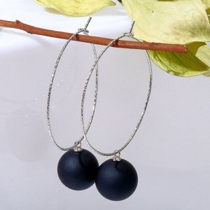Серьги ассорти «Снежок» в кольце, цвет чёрный в серебре