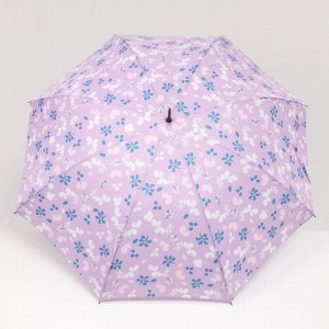 Зонт - трость полуавтоматический «Цветочки», 8 спиц, R = 51 см, цвет сиреневый