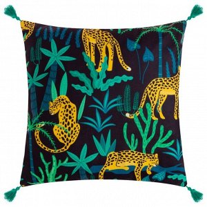 Чехол на подушку с кисточками  «Леопарды», 43х43 см