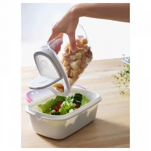 IKEA 365+, Банка для сухих продуктов с крышкой, прозрачная/белая, 1,3 л