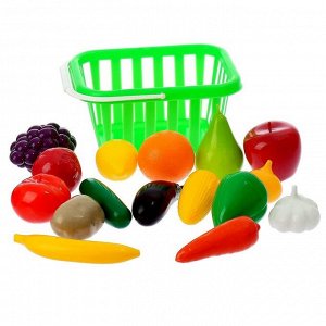 Набор «Фрукты и овощи» в корзине, 17 предметов, цвета МИКС