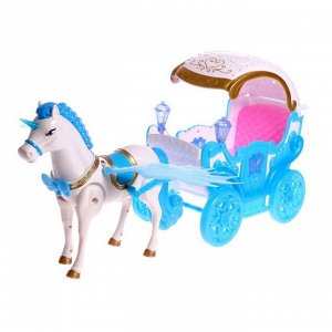 Карета для кукол «Зимнее волшебство» с куклой, лошадка ходит, световые и звуковые эффекты