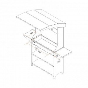 Мангал &quot;Professional Standart Roof PSR3000&quot; с крышей, 158,2х102,6х201см