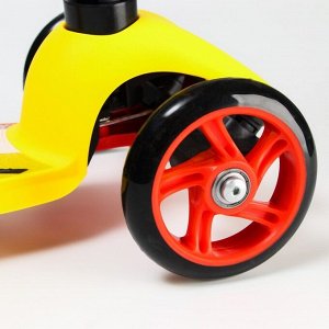 Самокат детский складной "Тачки", колеса PU 120/80 мм, ABEC 7, цвет желтый