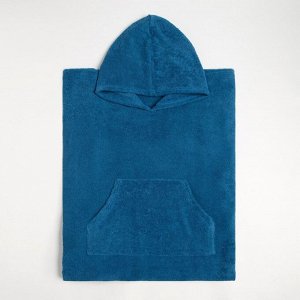 Полотенце-пончо с карманом Крошка Я, цвет синий, размер 32-38, 100 % хлопок, 320 г/м2