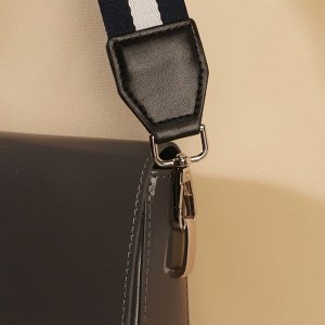 Арт Узор Ручка для сумки, стропа с кожаной вставкой, 140 x 3,8 см, цвет синий/белый