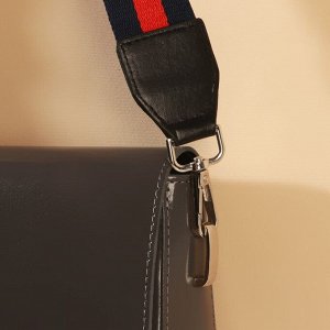 Ручка для сумки, стропа с кожаной вставкой, 140 x 3,8 см, цвет синий/красный