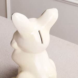 Копилка "Зайчик", белая, керамика, 24 см
