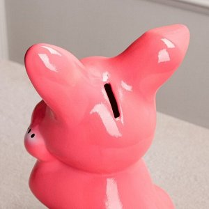 Копилка "Зайчик", розовая, керамика, 24 см