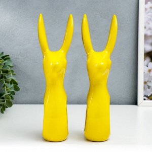 Сувенир керамика "Зайчики" ярко-желтый набор 2 шт 24,5х10 см