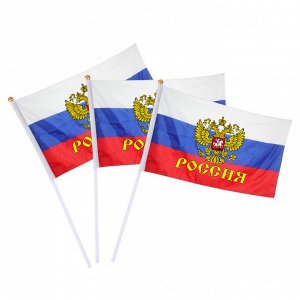 Флаг России с гербом 14см*21см