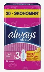 ALWAYS Ultra Женские гигиенические прокладки ароматизированные Super Quatro 30шт