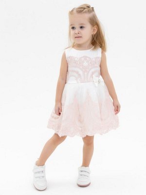 Нарядное платье "Принцесса" (молочное с розовым кружевом)