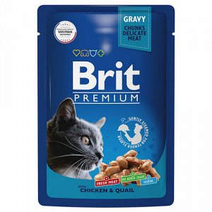 Brit Premium пауч 85гр д/кош Gravy Цыпленок/Перепелка/Соус (1/14)