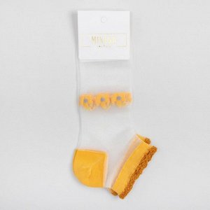 Носки женские стекляные MINAKU "Цветы" цвет жёлтый, р-р 35-37 (23 см)