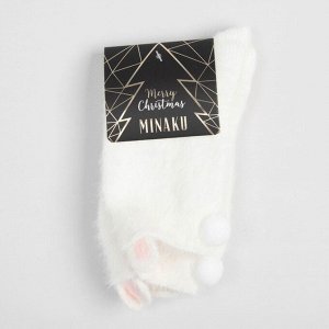 Носки махровые MINAKU с ушками, цв.белый, р-р 36-39 (23-25 см)
