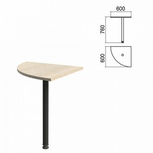 Стол приставной угловой "Арго", 600х600х760 мм, ясень шимо/опора черная (КОМПЛЕКТ)