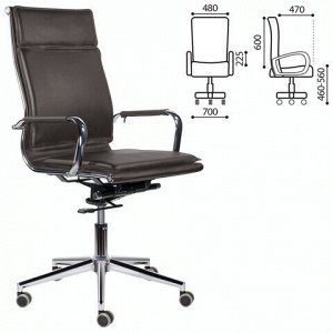 Кресло офисное BRABIX PREMIUM "Kayman EX-532", экокожа, хром, темно-коричневое, 532545