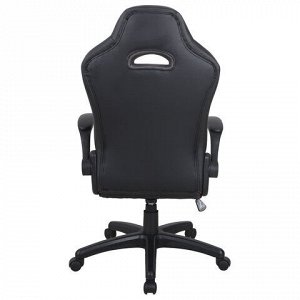 Кресло компьютерное BRABIX "Skill GM-005", откидные подлокотники, экокожа, черное/оранжевое, 532495
