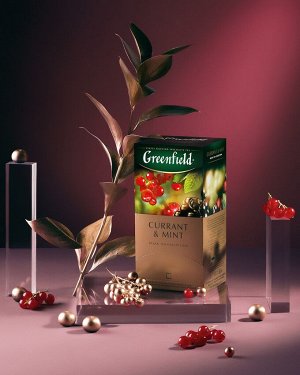 Черный чай в пакетиках Greenfield Currant &amp; Mint, 25 шт (с ароматом смородины)