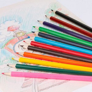 Карандаши цветные ПИФАГОР для девочек &quot;БЫСТРЕЕ! ВЫШЕ! СИЛЬНЕЕ!&quot;, 12 цветов, классические, 181811