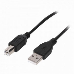 Кабель USB2.0 AM-BM, 1,5 м, SONNEN, медь, для подключения периферийных устройств - принтеров, сканеров, МФУ, плоттеров, черный, 513118