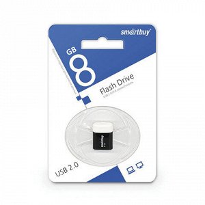 Флеш-диск 8 GB, SMARTBUY Lara, USB 2.0, черный, SB8GBLara-K
