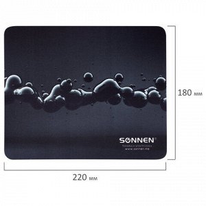 Коврик для мыши SONNEN "DROPS", резина + ткань, 220х180х3 мм, 513290