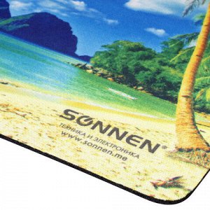 Коврик для мыши SONNEN "BEACH", резина + ткань, 260х220х3 мм, 513294