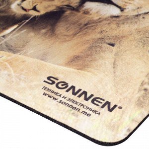 Коврик для мыши SONNEN "LIONS", резина + ткань, 220х180х3 мм, 513310