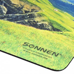 Коврик для мыши SONNEN "MOUNTAINS", резина + ткань, 260х220х3 мм, 513298