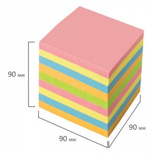 Блок для записей ОФИСМАГ непроклеенный, куб 9х9х9 см, цветной, 124444