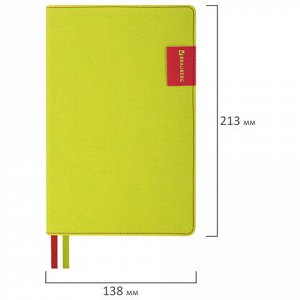 Ежедневник недатированный А5 (138х213 мм), BRAUBERG "AIM", под кожу 136 л., светло-зеленый, 113417