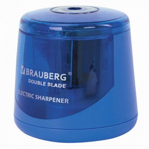 Точилка электрическая BRAUBERG DOUBLE BLADE, двойное лезвие, питание от 2 батареек AA, 229605
