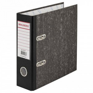 Папка-регистратор BRAUBERG, А5, вертикальная, фактура стандарт, мраморное покрытие, 70 мм, черный корешок, 221721