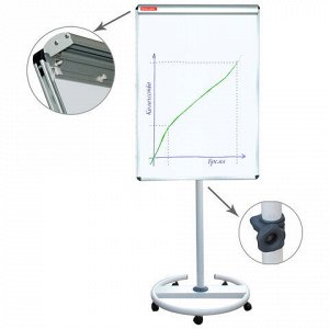 Доска-флипчарт магнитно-маркерная 70х100 см, передвижная, ГАРАНТИЯ 10 ЛЕТ, BRAUBERG, 231703