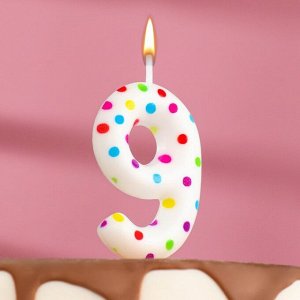Свеча в торт на день рождения «‎Цветное конфетти»‎, цифра "9", 5.5 см