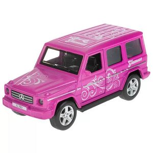 GCLASS-12GRL-LIL Машина металл MERCEDES-BENZ G-CLASS 12 см, двери, багаж, инерц, фиолет, кор. Технопарк в кор.2*36шт