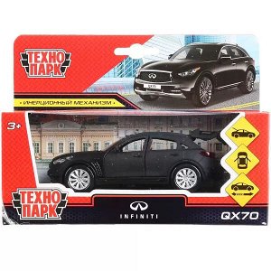 QX70-12MAT-BK Машина металл INFINITI QX70 МАТОВЫЙ 12 см, двери, багаж, инер, черный, кор. Технопарк в кор.2*36шт