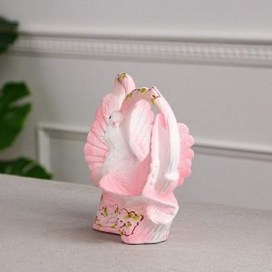 Статуэтка "Голуби Валентинка", бело-розовая, 18 см