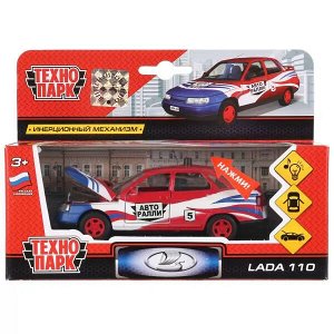 CT10-110-12 Машина металл звук LADA 2110 авторалли, 12 см, двери, капот, инерц., кор. Технопарк в кор.2*24шт