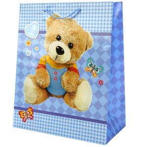 CLRBG-BEAR-02 (24) ПАКЕТ ПОДАРОЧНЫЙ "ИГРАЕМ ВМЕСТЕ" МИШКА. 26Х32Х14СМ, ГЛЯНЦЕВЫЙ, В АССОРТ. В ПАК. УП-24ШТ в кор.3уп