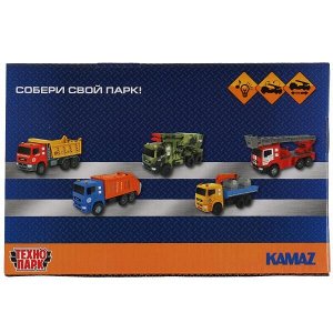 KAMROCK-17PLMIL-GN Машина пластик свет-звук KAMAZ РАКЕТНИЦА 17 см, подв. элем, инерц, кам, кор. Технопарк в кор.2*36шт