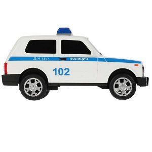 URBANBLACK-20PLPOL-WH Машина пластик свет-звук LADA 4x4 URBAN ПОЛИЦИЯ 19,5 см, 2 кноп, инер, кор. Технопарк в кор.36шт