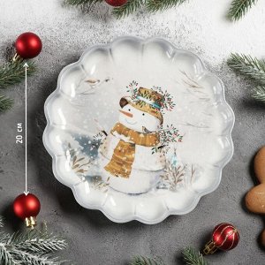 Блюдо сервировочное Доляна «Рождественский снеговик», 20,5?3 см