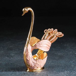 Набор ложек на подставке Swan, 7,5*4,5*15 см, 6 шт, цвет розовый