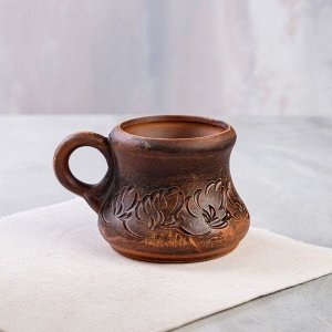 Чашка "Coffee", красная глина, 0.2 л, ручная работа