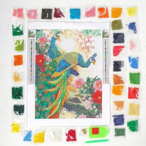 Алмазная мозаика с частичным заполнением «Павлины», 30 х 50 см, 26 цветов страз
