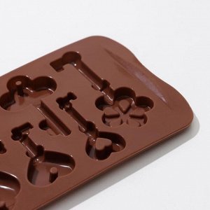 Форма силиконовая для льда и кондитерских украшений Доляна «Ключики», 21x10,5x1,5 см, 8 ячеек, цвет шоколадный