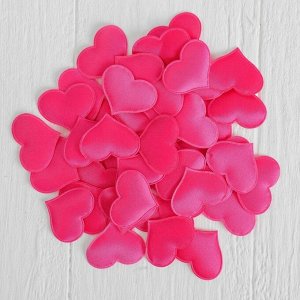 Сердечки декоративные, набор 50 шт., 3.2 см, фуксия